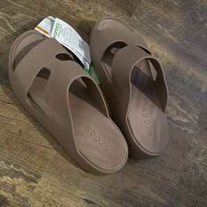 CROCS Tan Platform Slides - Size 10